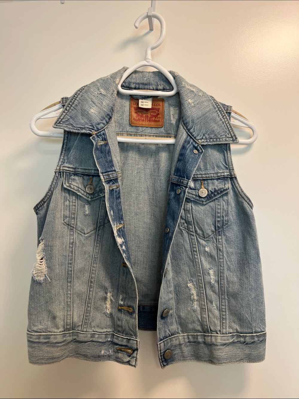 Levi's Light Blue Distressed Denim Vest
